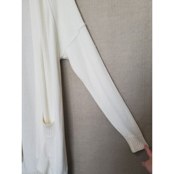 Sweaty Betty Off-White Cashmere Blend Longline Open Front Cardigan Size Medium - Picture 2 of 9